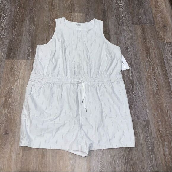 Athleta Farallon Printed Organic Cotton Sleeveless Romper Size 3X White/Gray - Picture 5 of 12